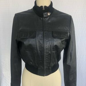 GUESS COLLECTION Cropped Leather Jacket